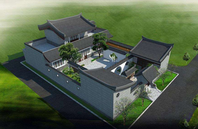 農村三合院效果圖