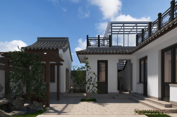 鄉村一層現代四合院