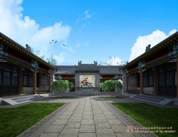 古建筑小青瓦四合院設(shè)計(jì)