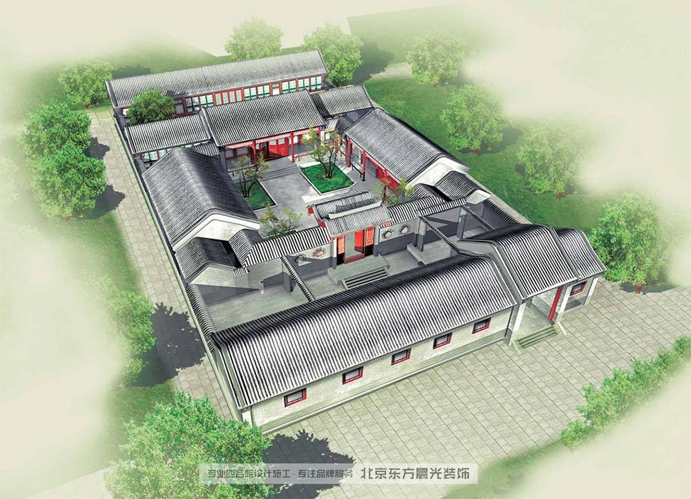 農村三進中式別墅裝修效果圖