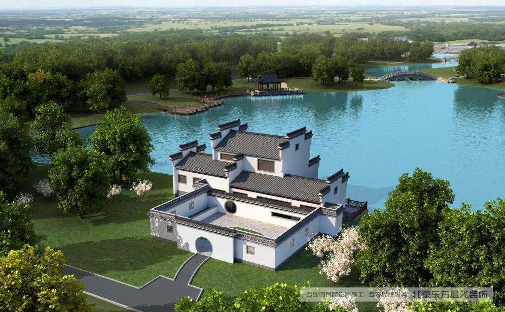 徽派農(nóng)村中式建筑效果圖