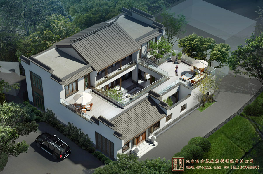 徽派農村中式宅院效果圖