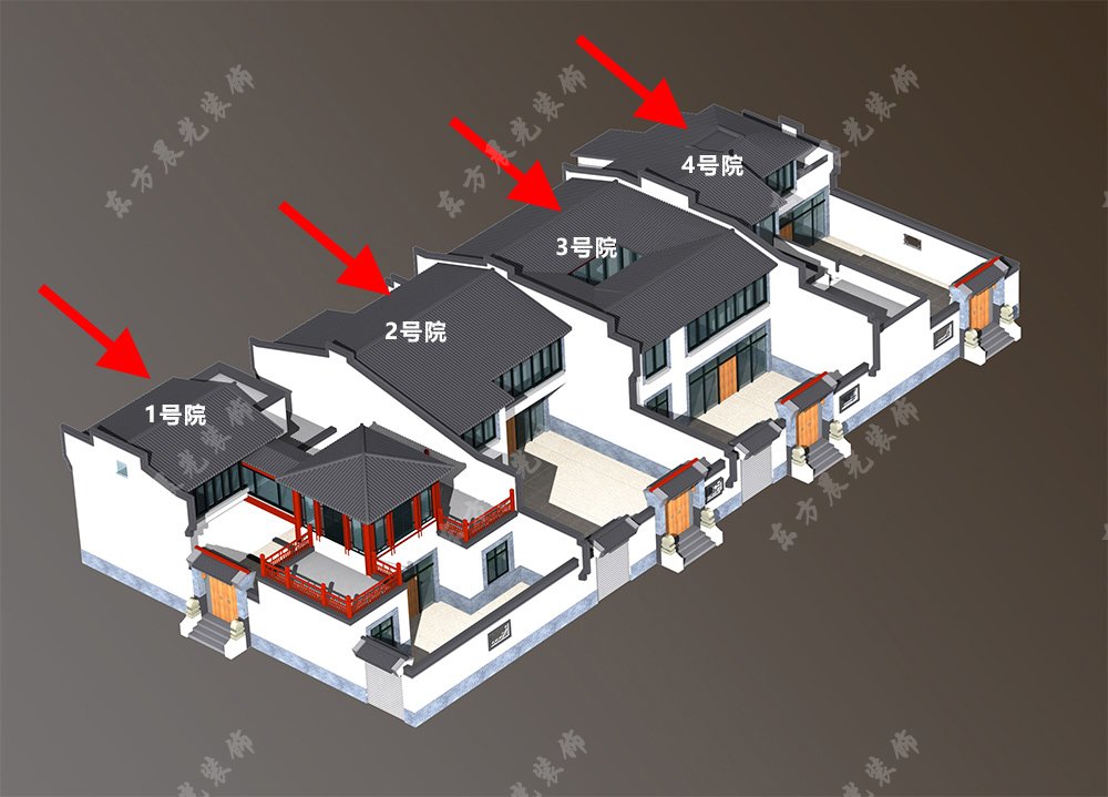 徽派農(nóng)村中式建筑效果圖